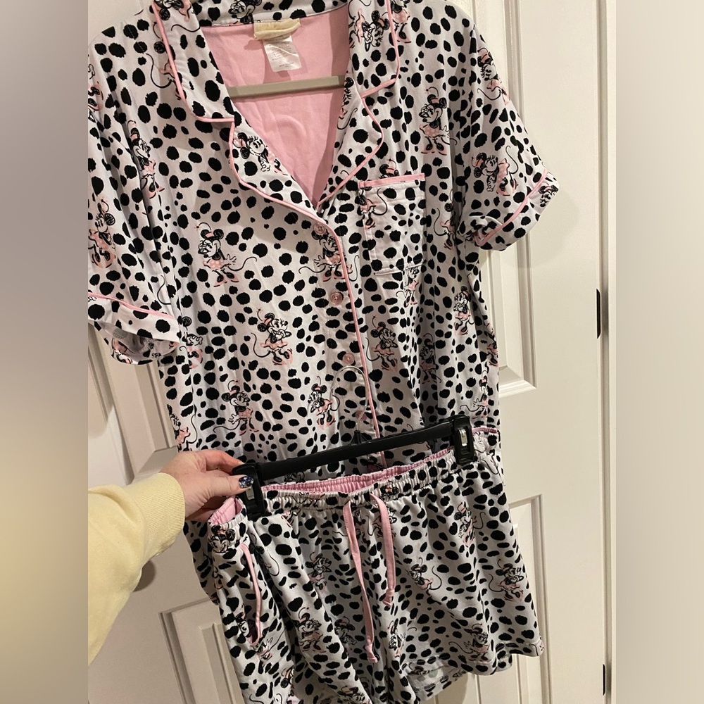 Disney Minnie Mouse Polka Dot Pajama Set - Black, White, Pink